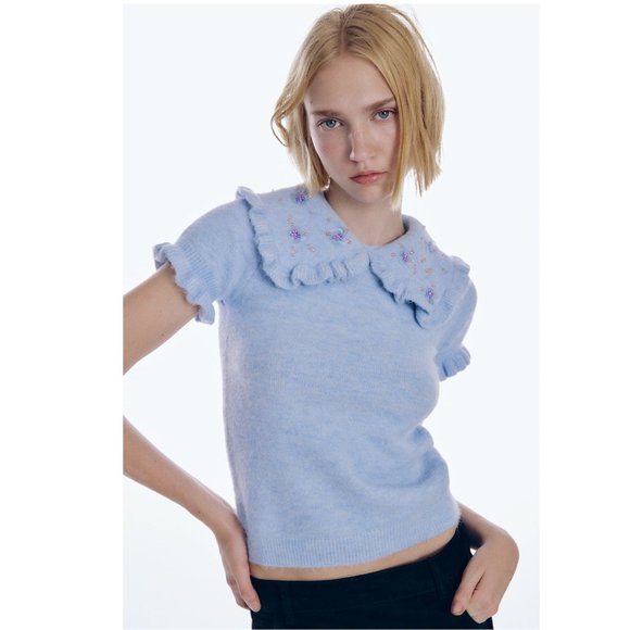 Womens Sweaters Puff Sleeve Sweater Zara Zara Peter Pan